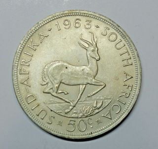 South Africa : 50 Cent 1963.  0.  500 Silver
