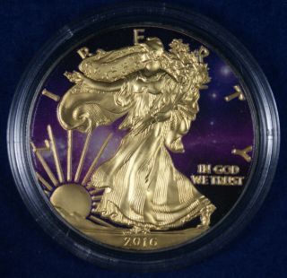 2016 $1 Eagle Golden Noir Series Colorized 1 Oz Silver Coin - Universe Eagle