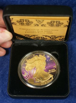 2016 $1 Eagle Golden Noir Series Colorized 1 Oz Silver Coin - Universe Eagle 2