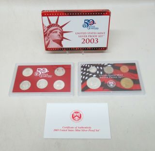 2003 - S United States Silver Proof 10 Coin Set W Box & San Francisco