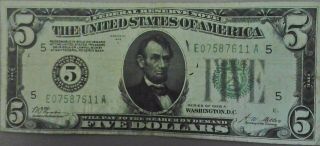 1928a $5 Richmond Federal Reserve Note Redeemable In Gold