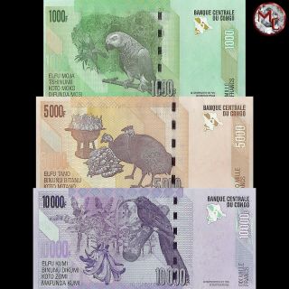 Congo - 1000,  5000 & 10.  000 Francs 2013 - Pick - 101b,  102b,  103b - Unc