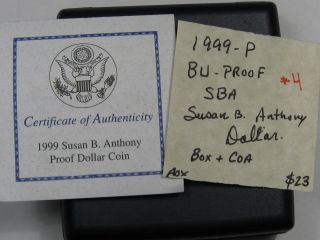 BU Proof 1999 - P Susan B.  Anthony Dollar: Box &.  4 4