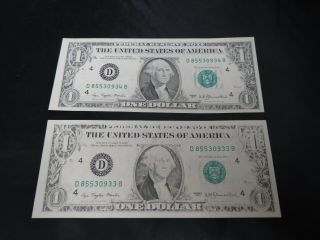 1977 $1 Dollar Bills Insufficient Ink Error Note Paper Money Consecutive Notes
