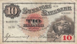 Sweden 10 Kronor 1939 - Sveriges Riksbank