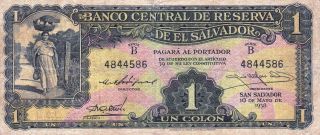 El Salvador - B.  C.  R.  - 1 Colon 1938 - Pick 81 - Medium Grade