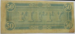 1864 $50 Confederate States of America Note,  Civil War Currency Bill (272003G) 2