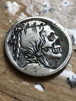 Hobo Nickel Real Coin Art Skull