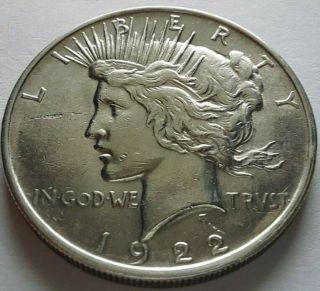 1922 Peace Dollar - 90 U.  S Silver Coin