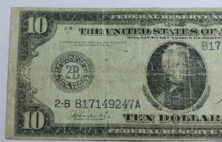 1914 Federal Reserve Note Ten Dollar $10 2 - B C FR 908 Burke - Adoo Horse Blanket 2