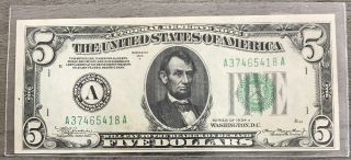 Series 1934 A $5 Five Dollar Legal Tender Note Fr - 1957a V20