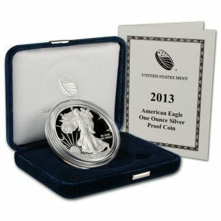 Us 2013 W American Eagle One Ounce Silver Proof Coin W/ Box And