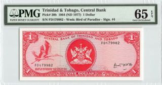 Trinidad & Tobago 1964 (nd 1977) P - 30b Pmg Gem Unc 65 Epq 1 Dollar