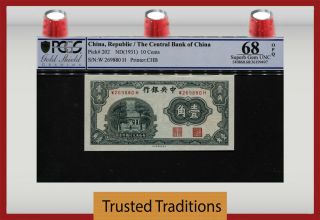 Tt Pk 202 Nd (1931) China The Central Bank 10 Cents Pcgs 68 Opq None Finer