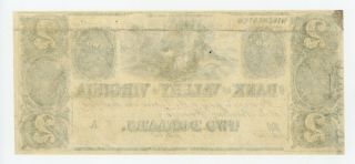1800 ' s $2 The Bank of the Valley in VIRGINIA Note 2