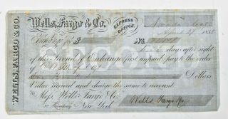 1855 Wells Fargo & Company Broadway York Ny Pre Civil War Bank Check