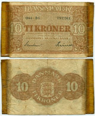 Denmark Note 10 Kroner 1944 P 36