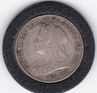 Sharp 1900 Queen Victoria Sterling Silver Shilling British Coin