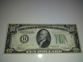 1934 A $10 Dollar Bill Green Seal York Xf