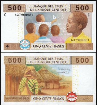 Central African States,  Chad 500 Francs 2002,  Unc,  P - 606c