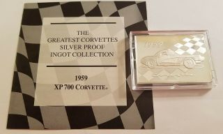 1959 Corvette Xp 700 1.  2 Oz.  925 Silver Proof Bar Acrylic Airtite
