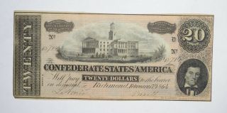 Civil War 1864 $20.  00 Confederate States Horse Blanket Note 742