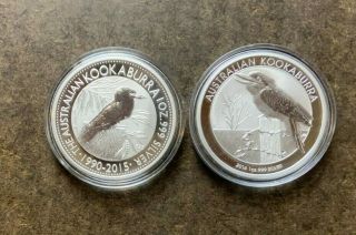 2015 & 2016 Australia 1 Oz 999 Silver Kookaburra Bullion Dollar Coins - No Res