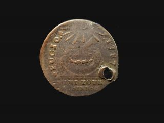 1787 Fugio Cent Colonial Copper Coin - 1st Circulated Coin In The United States