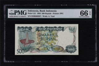 1982indonesia Bank Indonesia 500 Rupiah Pick 121 Pmg 66 Epq Gem Unc