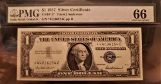 FR - 1619 1957 $1 STAR NOTE Silver Certificate - PMG GEM 66 Priest / Anderson 3