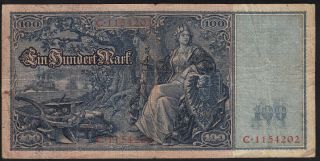 1908 100 Mark Germany Rare Old Vintage Paper Money Banknote Currency P 35 F