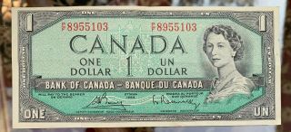 Bank Of Canada 1954 1 Dollar Banknote Bouey Rasminsky P/f8955103