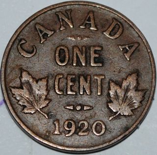 Canada 1920 1 Cent George V Canadian Penny Copper Coin