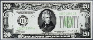 1934 $20 Dollar Federal Reserve Note Frn St.  Louis Fr 2054 - H Gr: Ch Bu A1283