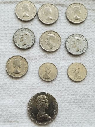 A Grouping Of Vintage Canadian Coins And A Few Other Foreign Coins.
