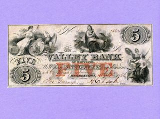 1856 $5 Valley Bank Hagerstown Maryland Rare Note