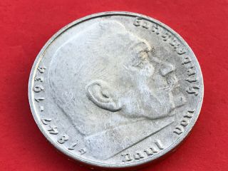 2 Reichsmark 1939 D with Nazi coin swastika silver brilliant 2