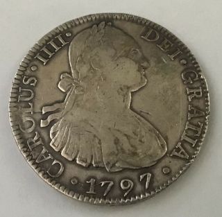 1797 Mexico 8 Reales Spanish Colonial Silver Coin Carolus Iiii Dei Gratia