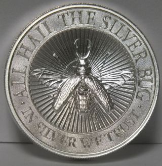 Giant Longhorn Beetle.  999 Silver Bug 2 Oz Art Medal Uhr Round High Relief Jy253