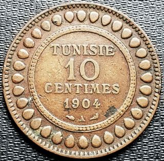 1904 - A Tunisia 10 Centimes Coin -