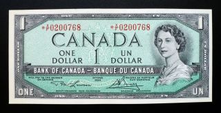 1954 Bank Of Canada $1 Dollar Replacement Note X/f 0200768 Bc - 37da (au)