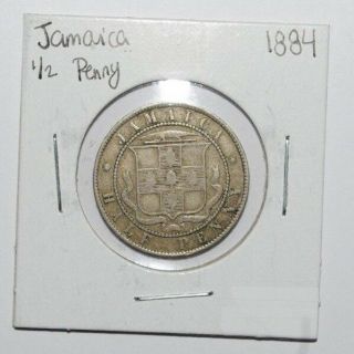 1884,  1/2 Penny Jamaica Low Only 96,  000 Minted High Value Coin