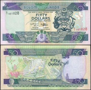 Solomon Islands 50 Dollars.  Nd (1997) Unc.  Banknote Cat P.  22a