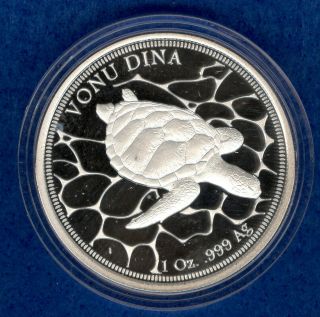 2018 1 Oz.  999 Fine Silver Proof Fiji $1 Turtle Coin " Bula " Happy Silver Dollar
