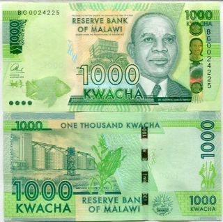 Malawi 1000 1,  000 Kwacha 2016 P 67 Unc
