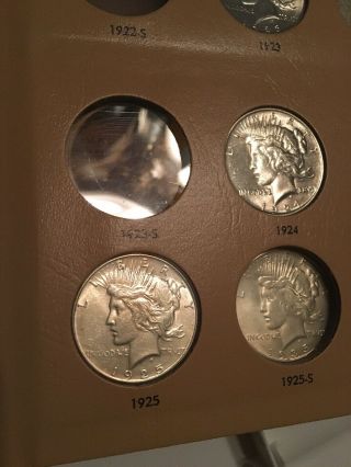 Silver Peace Dollar Album 7 Coins Dansco 1922 D 1923 1924 1925 1935 7