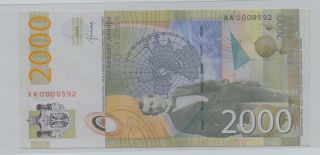 [$] Serbia,  2012,  2000 Dinar,  Gem UNC,  AA 0008592 2
