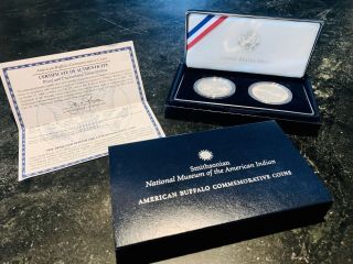 2001 American Buffalo Commemorative Proof And Unc Silver Dollars - Two Coin Set