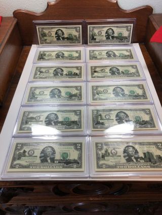 State $2 Bills In Hard Cases - 12 Total - Lower Start,