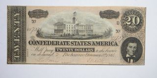 Civil War 1864 $20.  00 Confederate States Horse Blanket Note 728